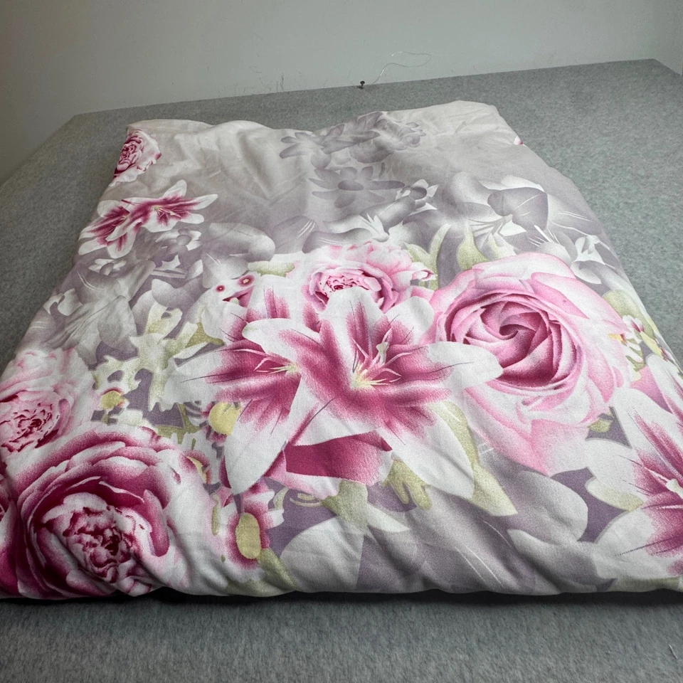 Funda Nórdica Queen Floral Gris Rosa Rosas Lirios Decorativa Ropa de Cama de Lujo Foto 4 de 4