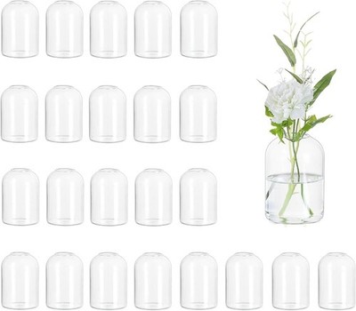 Hewory 24 Clear Glass Bud Vases, 3.7in High, 2.75in Diameter, Modern Cylinder