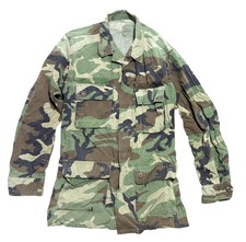 Vintage US Army BDU Jacket Mens Small Long Woodland Camo Ripstop Combat 90s
