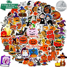 100Pcs Halloween Stickers Waterproof Vinyl Pumpkin Ghost Decals Goodie Bag Decor