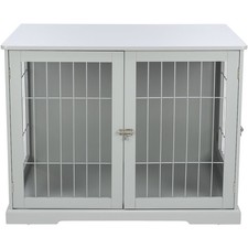 38.7" Dog Crate, Wooden Indoor Kennel Furniture for Large Dogs Up to 66 lb,...