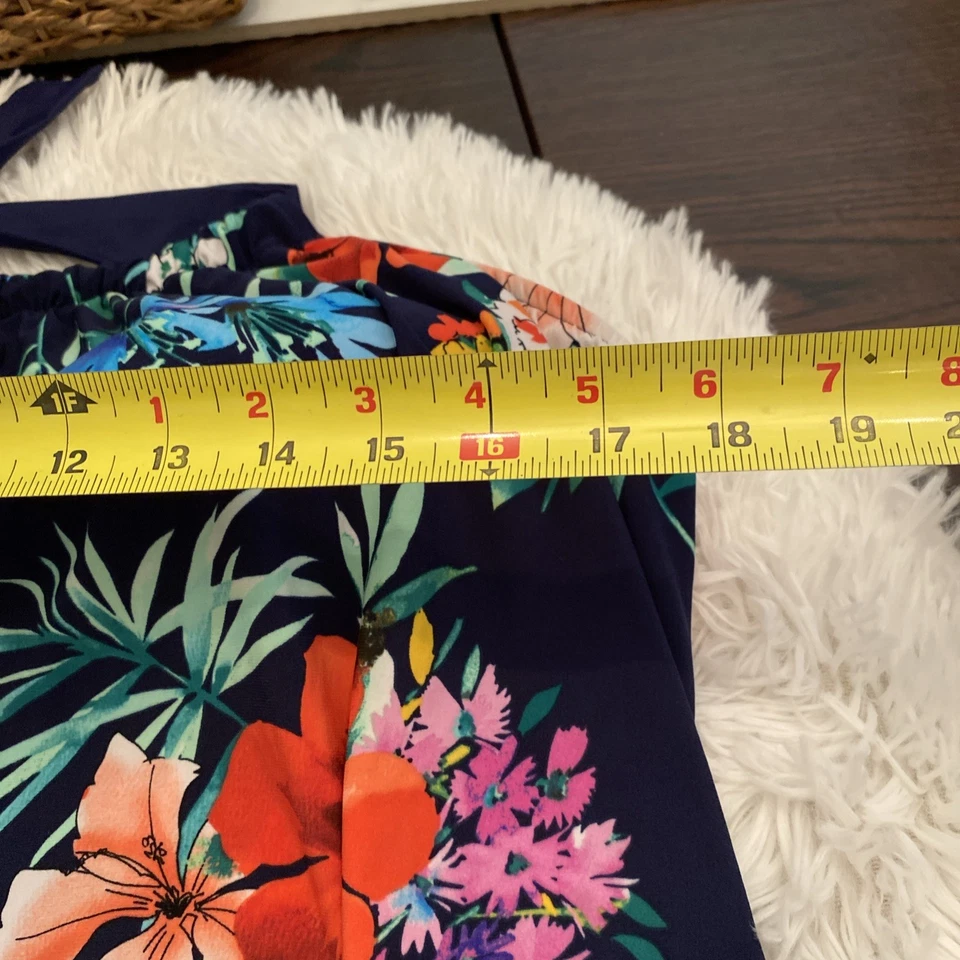 CROFT & BARROW Mujer Plus 1x Halter Estampado Floral Tankini Traje de Baño Top Foto 4 de 4