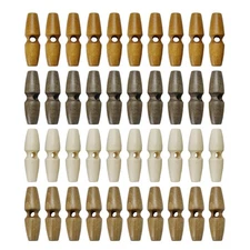 40Pcs Wooden Coat Horn Buttons Sewing Toggle Buttons 1 Hole Sewing Buttons fo...