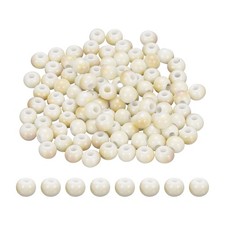 100Pcs 6mm Round Ceramic Porcelain Beads, Beige