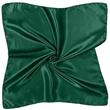 Silky Satin Square Scarf - Forest Green