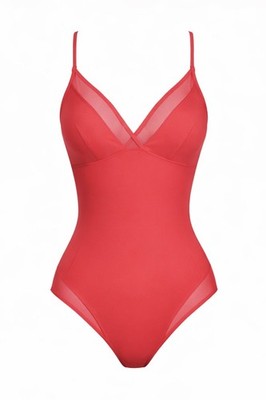 TA3 Meshy Waist Cinching Swimsuit Hot Coral XS R/L NWT Shaping