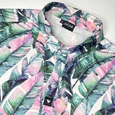 Bad Birdie Men's Size Large Feather Performance Golf Shirt EUC Bright Abstract