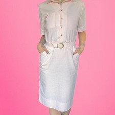 vintage 1950s pinstripe shirt dress with belt RARE