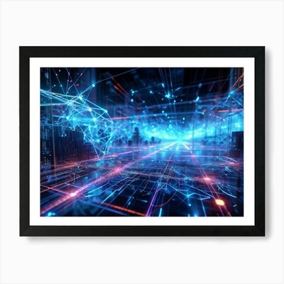 Digital Network Future Forward Draht gerahmtes Wandbild Poster Leinwanddruck Bild