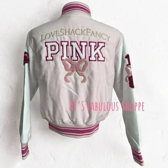 Victoria's Secret PINK x LOVESHACKFANCY Varsity Jacket Limited Edition NWT image 2
