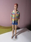 Vtg 1964 Barbie ALLAN Alan Doll Original Swim Jacket, Trunks, Blue Cork Sandals
