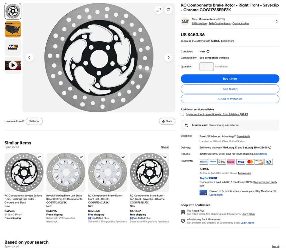 RC Components 08-26 Harley Touring Front Brake Floating Rotors 11.8"Savage Disc - Image 2 of 4