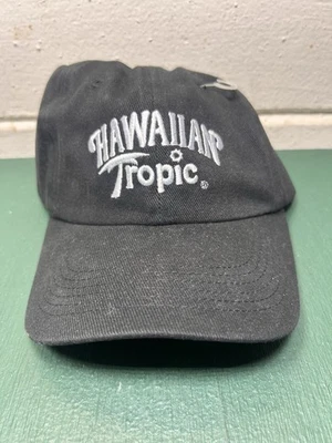 HAWAIIAN TROPIC Suntan Lotion Oil Baseball Hat Cap BLACK Strapback - Image 1 of 4