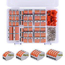 115 PCS Lever Wire Electrical Connectors Nuts Kit with Bases Screws 28-12 AWG, M