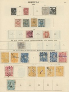 Venezuela a selection of early issues on two printed album pages