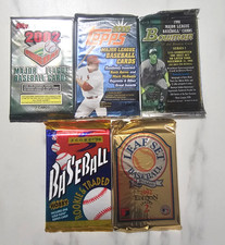 5 sealed packs variety lot. 1992-2002. '98 bowman, '00 Topps, '02 opening day...