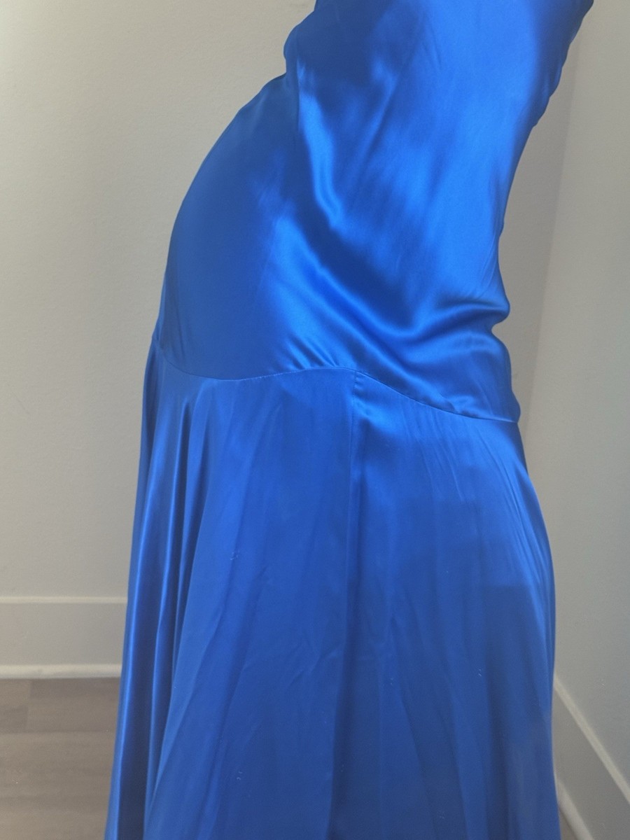 Beautiful Blue 100% Silk Cache Maxi Silk Dress/Gown Size 4 | eBay