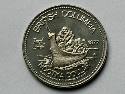 BC CANADA 1977 Trade DOLLAR Token Nootka Indian Chief Maquinna