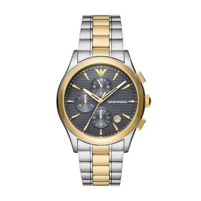 Emporio Armani Herren Chronograph Quarz Uhr AR11527 - Gold & Silber Edelstahl