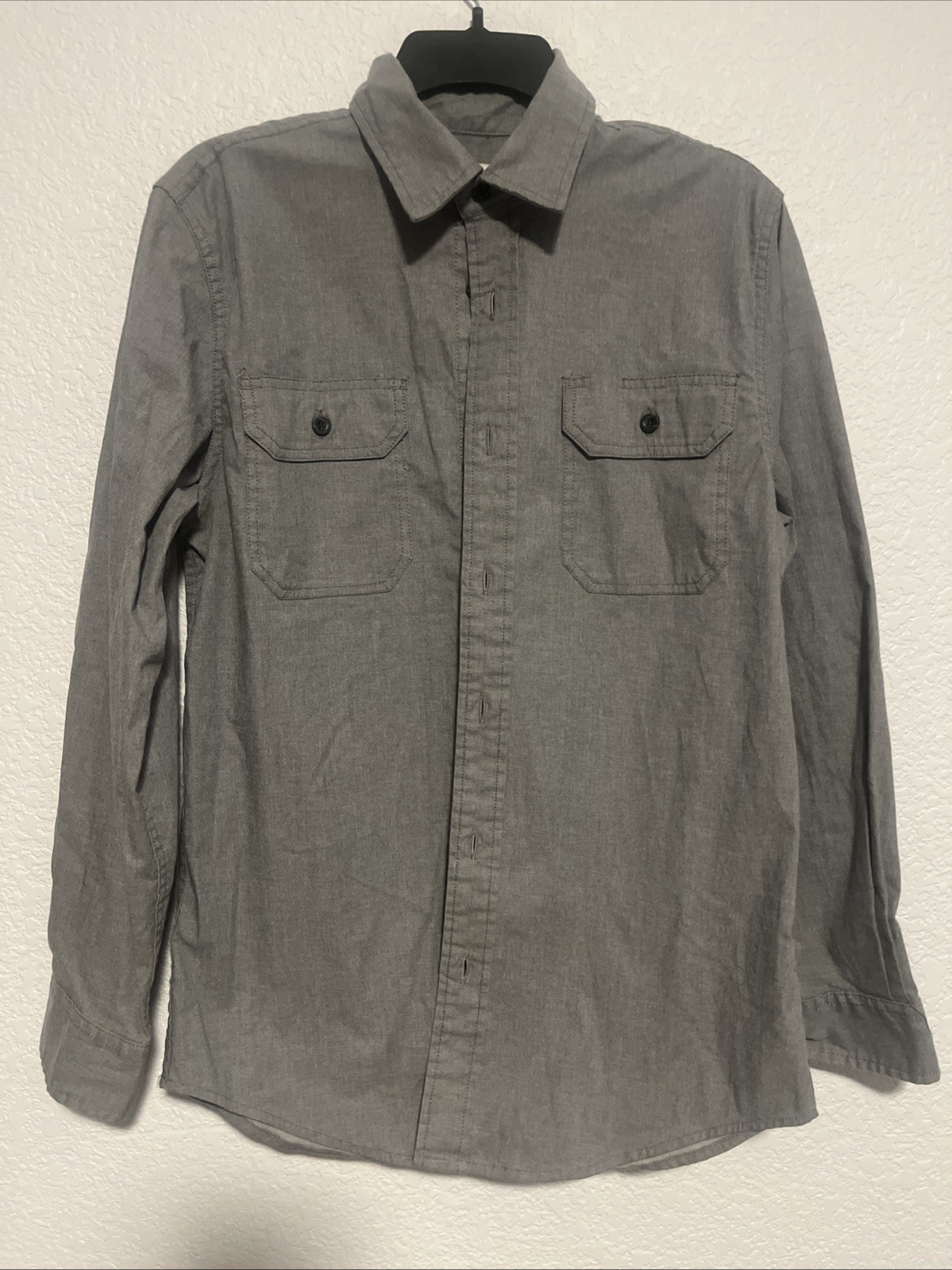 Wrangler | Grey Denim Long Sleeve Button Down Men's Shirt | 