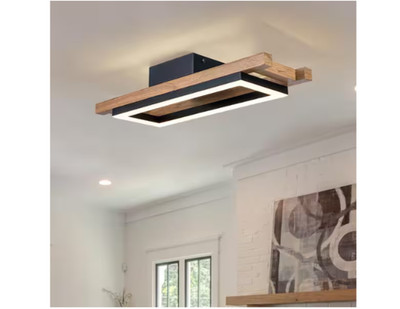 EDISLIVE Iris 1-Light 17.72 in. Integrated LED Wood Flush Mount Ceiling Light