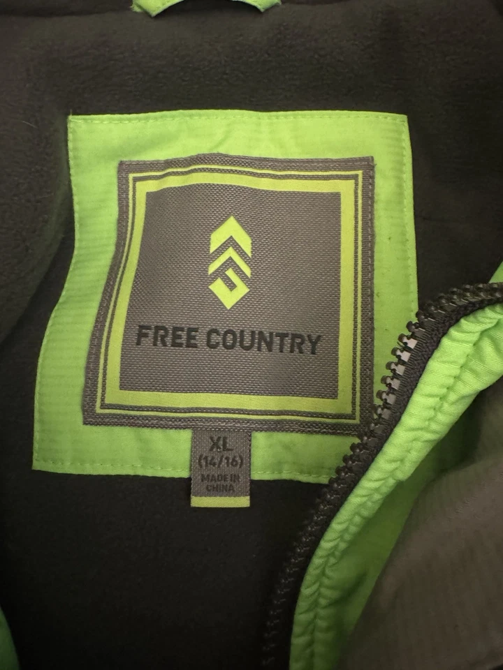 Free Country молодежи XL 14/16 груди 46» лыж куртка зеленый черный флис молнии пальто б/у в отличном состоянии - Изображение 2 из 4
