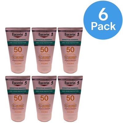 Eucerin Sensitive Mineral Sunscreen SPF 50 Zinc Oxide Protection 4oz 6 Pack