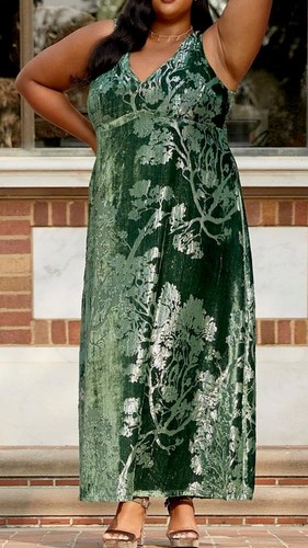 MODCLOTH ~ LARGE L ~ ONCE UPON ENCHANTED FOREST ~ SAMT-Maxikleid ~ GRÜN/SILBER - Bild 8 von 8