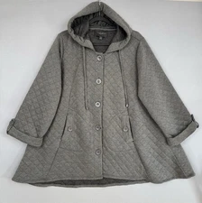 Christian Siriano Diamond Quilted Hooded Swing Coat Womens 1X XL Gray Jacket