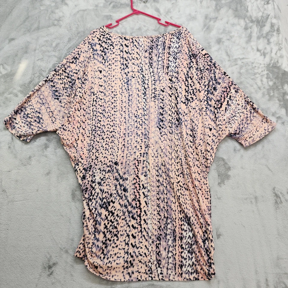 DOUBLJU Top Mujer 3X Rosa Estampado Animal Manga Corta Túnica Lados Acanalados Elástico Foto 2 de 4