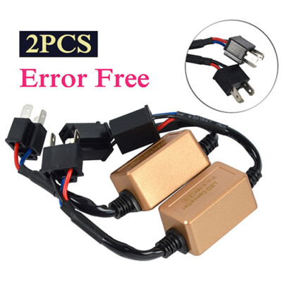 (2) H4 9003 LED Headlight Canbus No Error Decoder Anti Flicker Warning Canceller