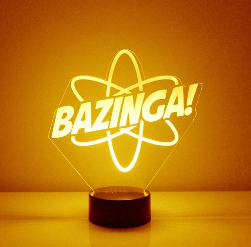 Bazinga Night Light, Personalized FREE, LED Night Lamp, w/Remote, Engraved Gift - Picture 4 of 8