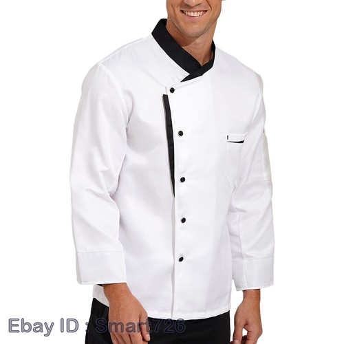 Men Unisex Chef Kitchen Work Coat Restaurant Cooking Jacket Tops Canteen Uniform - Picture 6 of 89