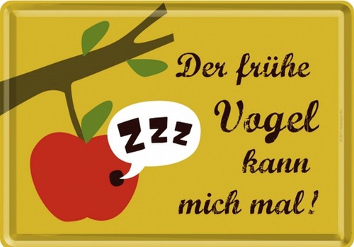 Nostalgic Art Blechpostkarte Der frühe Vogel kann mich mal Fun Sprüche + - Afbeelding 1 van 2