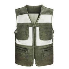 Men Denim Waistcoat Sleeveless Multi-pocket Coat Jacket Vest Cotton Outdoor