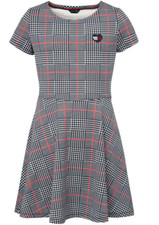 Tommy Hilfiger Girls Houndtsooth Printed Dress Red White Blue Fit Flare 4T
