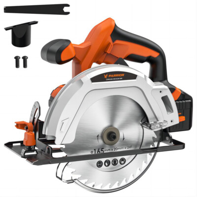 20V Cordless Circular Saw 3500RPM Adjustable Cutting Depth 45°/90° 4.0Ah Battery
