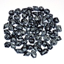AAA Natural Snowflake Obsidian 74 Pcs Faceted Rosecut Loose Gemstones 11mm-16mm