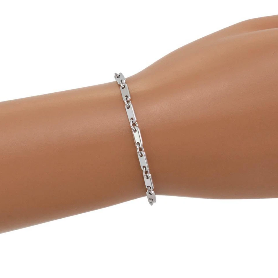 Cartier 18k белое золото табличка Figaro ссылка браслет 7» длиной w/сертификат. - Изображение 2 из 4