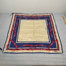 Jaeger Silk Scarf 35  Hand Rolled Equestrian Red Belt Print Vintage Designer