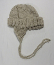 Hand Knit - Light Tan Flap Beanie Child/Toddler