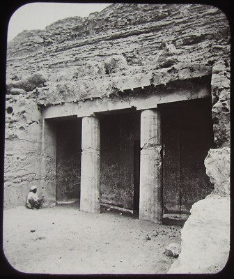 Glas Magische Laterne Dia GROTTE BEI BENI HASSAN UM 1890 FOTO ÄGYPTEN NR29