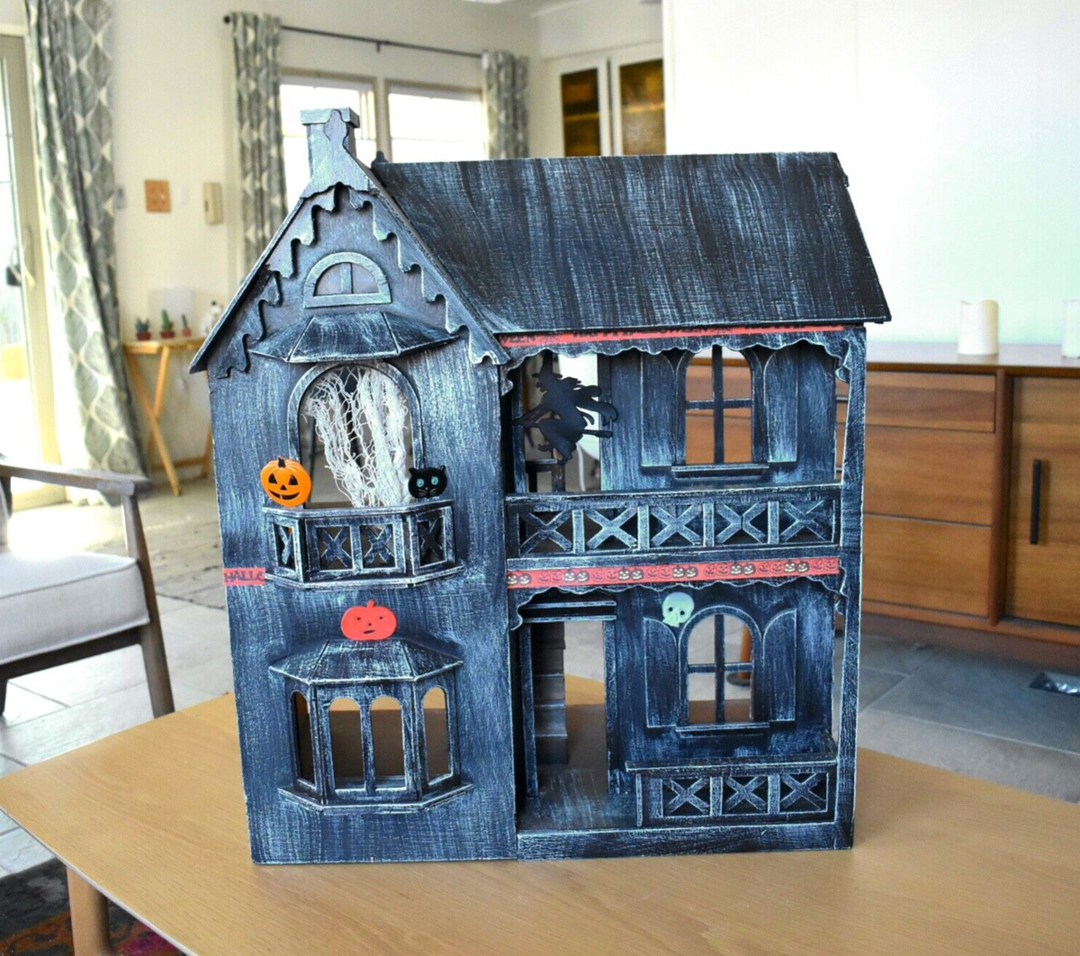 Haunted Victorian Dollhouse Black Miniature Haunted Halloween
