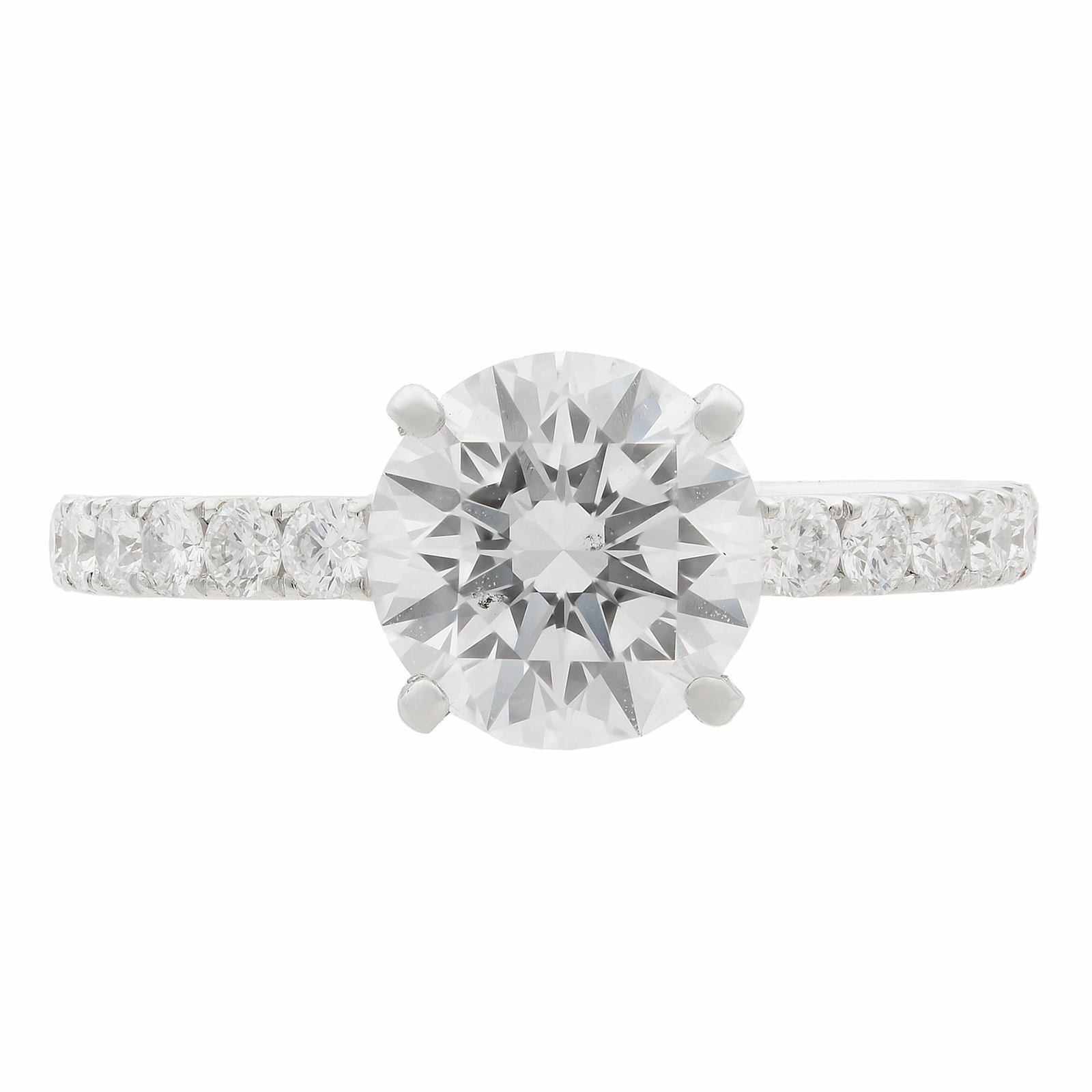 Rachel Koen Round Cut Diamond Engagement Ring 18K White Gold 1.54ctt Size 6.75