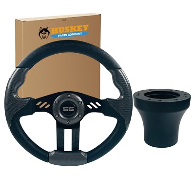 Deluxe look Black Golf Cart Steering Wheel & Adapter for Club Car Precedent