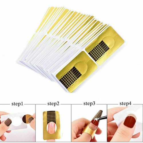 Gold Nail Forms Nail Art Stickers Adhesive Extension Guide Acrylic Tips UV Gel - Picture 17 of 21