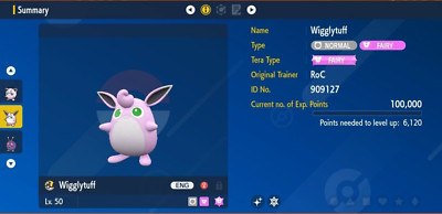 Pokemon Scarlet & Violet 6IV Shiny WIGGLYTUFF Max EVs