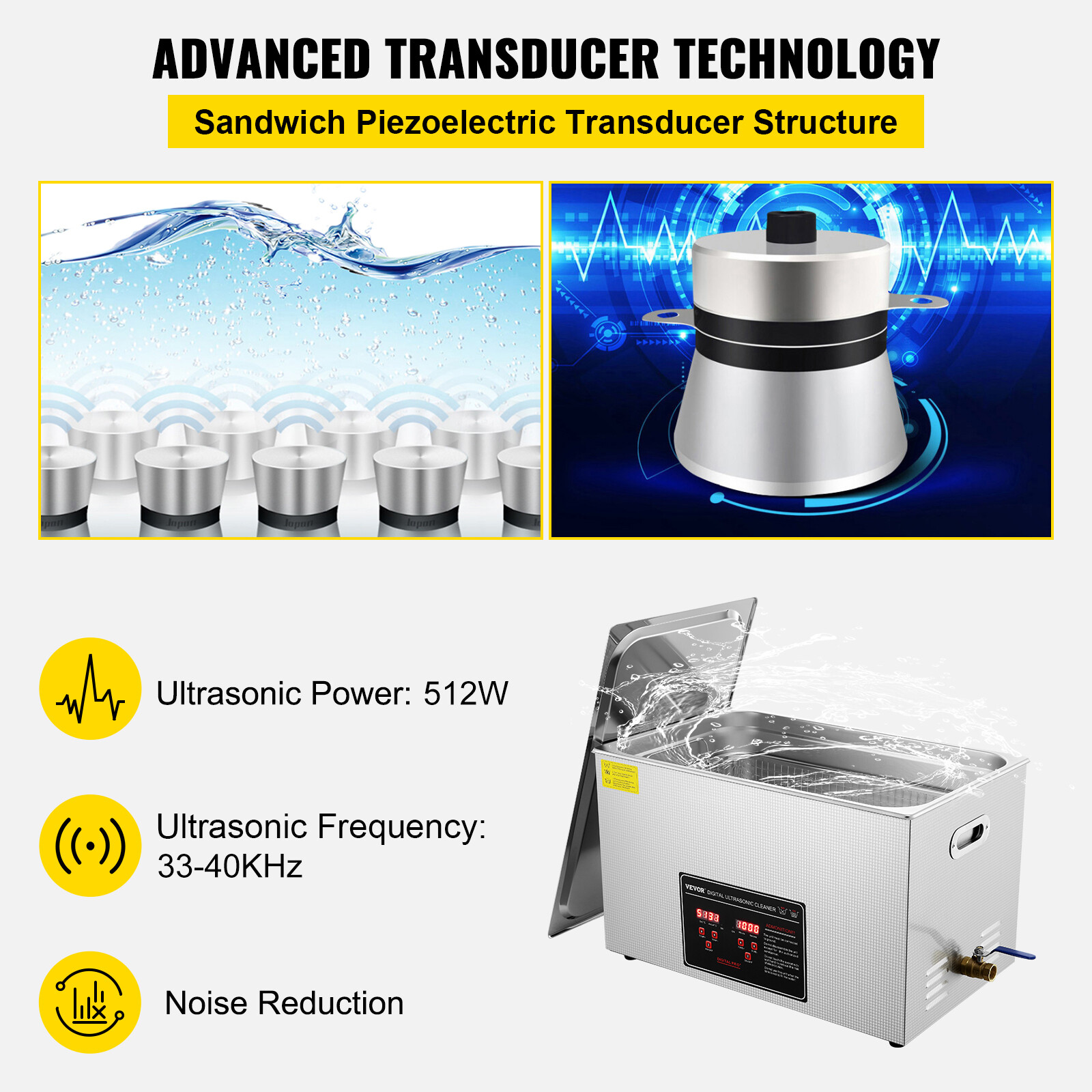 VEVOR 30L Ultrasonic Cleaner with Timer Heating Machine Digital Sonic