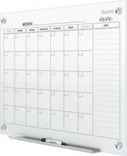 Frameless Glass Dry Erase Whiteboard Calendar Planner, 4' x 3
