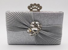  New  Women Rhinestone Evening Handbag Wedding Party Clutch Purse C829 / Silver